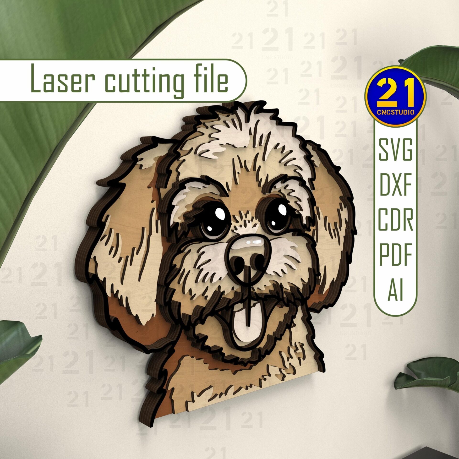Maltipoo Dog 3D Layered Laser Cut File SVG DXF Glowforge - Image 3