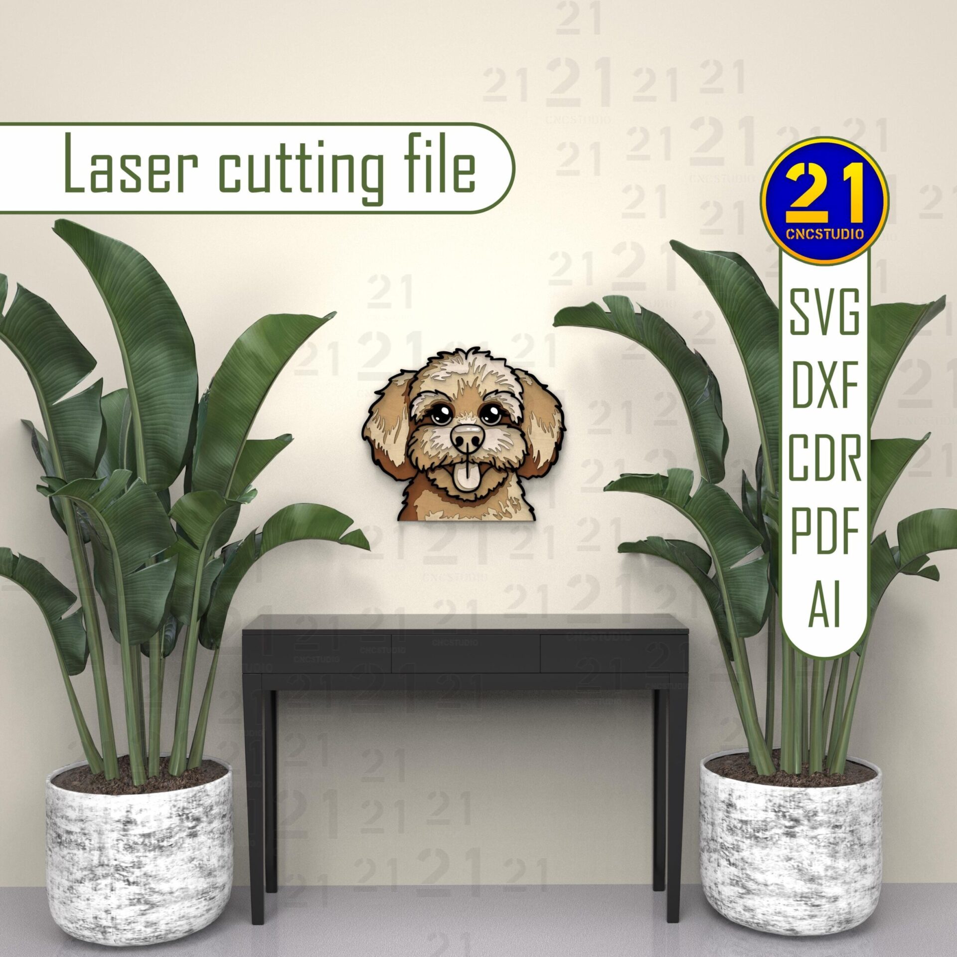 Maltipoo Dog 3D Layered Laser Cut File SVG DXF Glowforge - Image 10