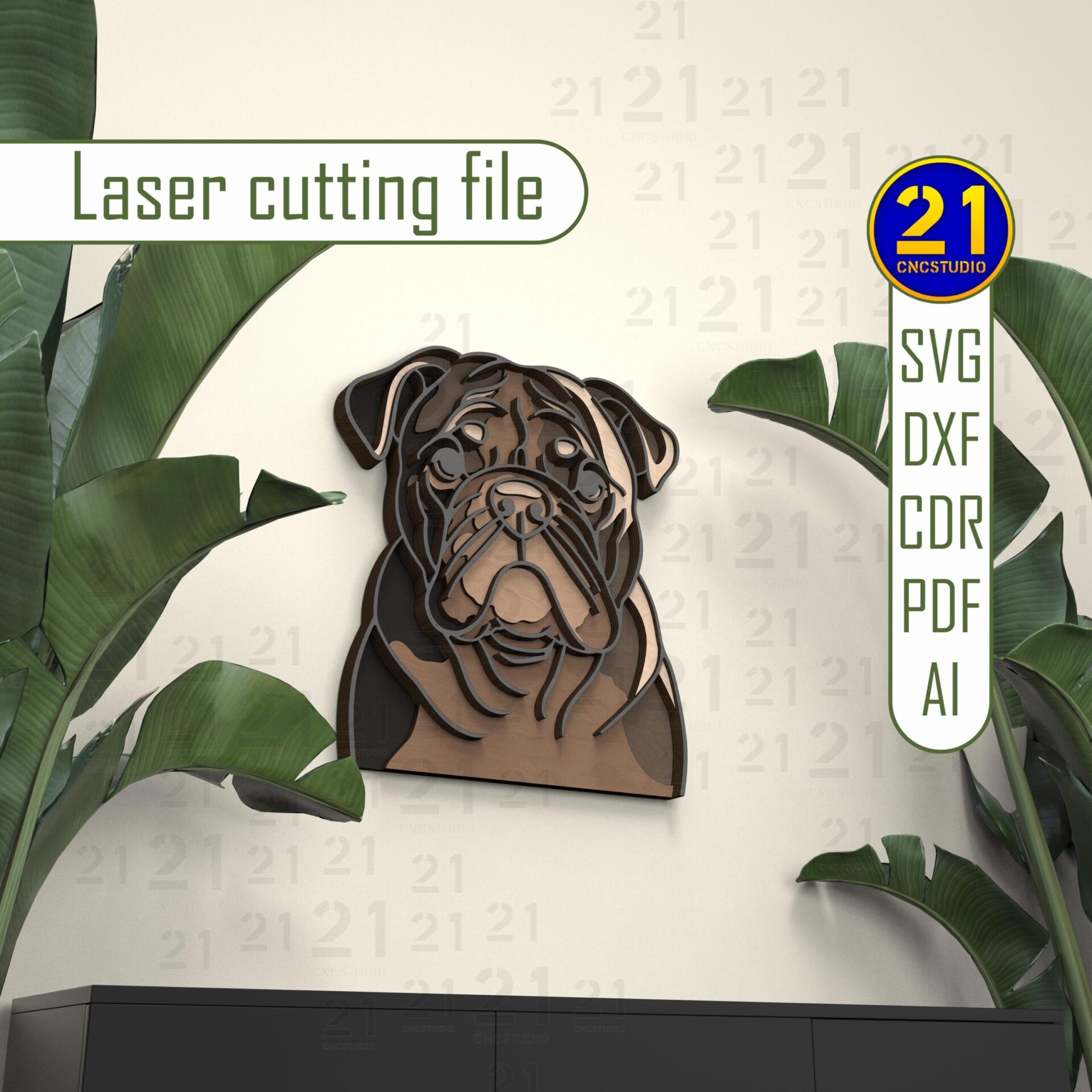 English Bulldog 6-Layer Laser Cut File | 3D Dog Art SVG - Image 6