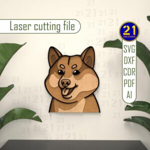 Shiba Inu 5-Layer Laser Cut File - SVG DXF Digital Download