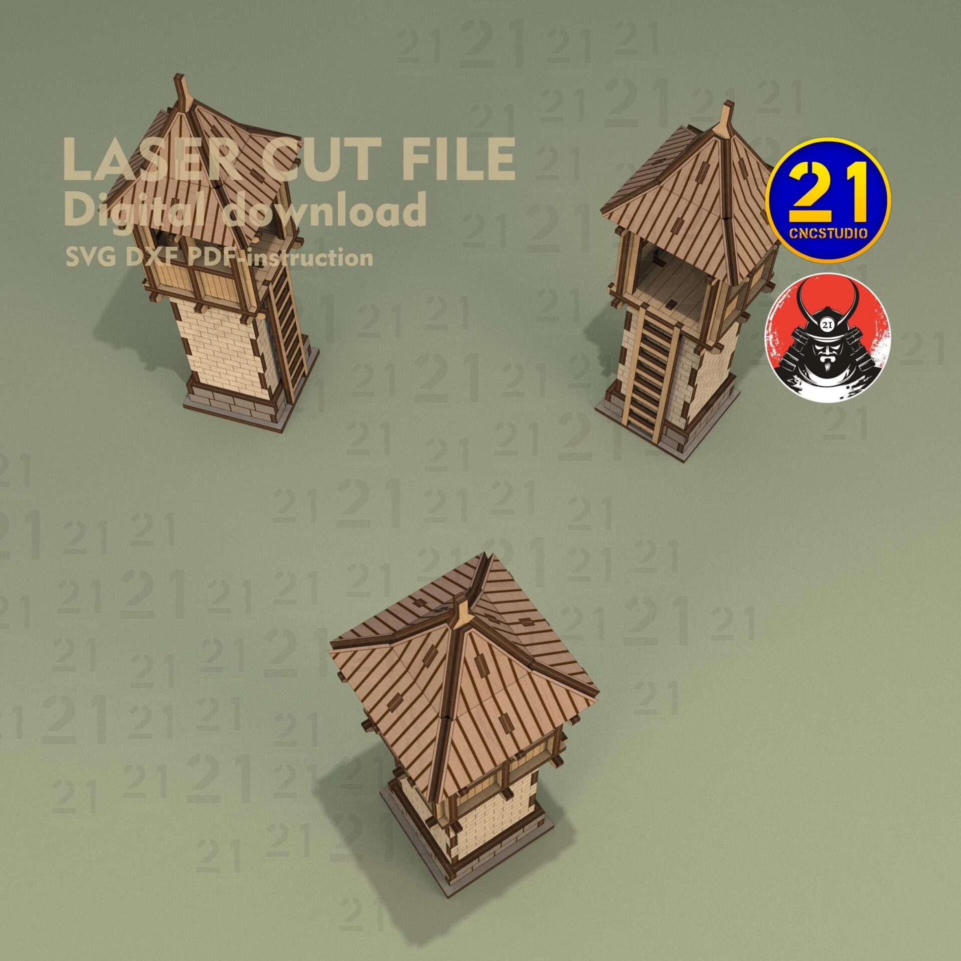 Asian Watchtower Laser Cut File | Tabletop RPG Terrain SVG - Image 10