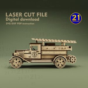 Vintage Fire Truck 3D Puzzle | Laser Cut SVG DXF Model