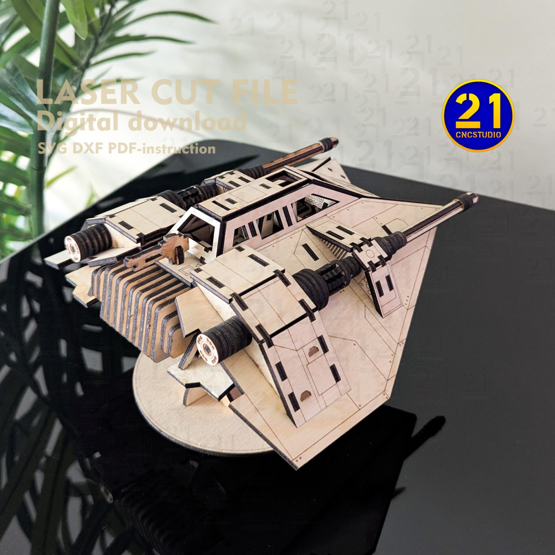 Star Wars Snowspeeder & N1 Laser Cut 3D Model SVG DXF - Image 5