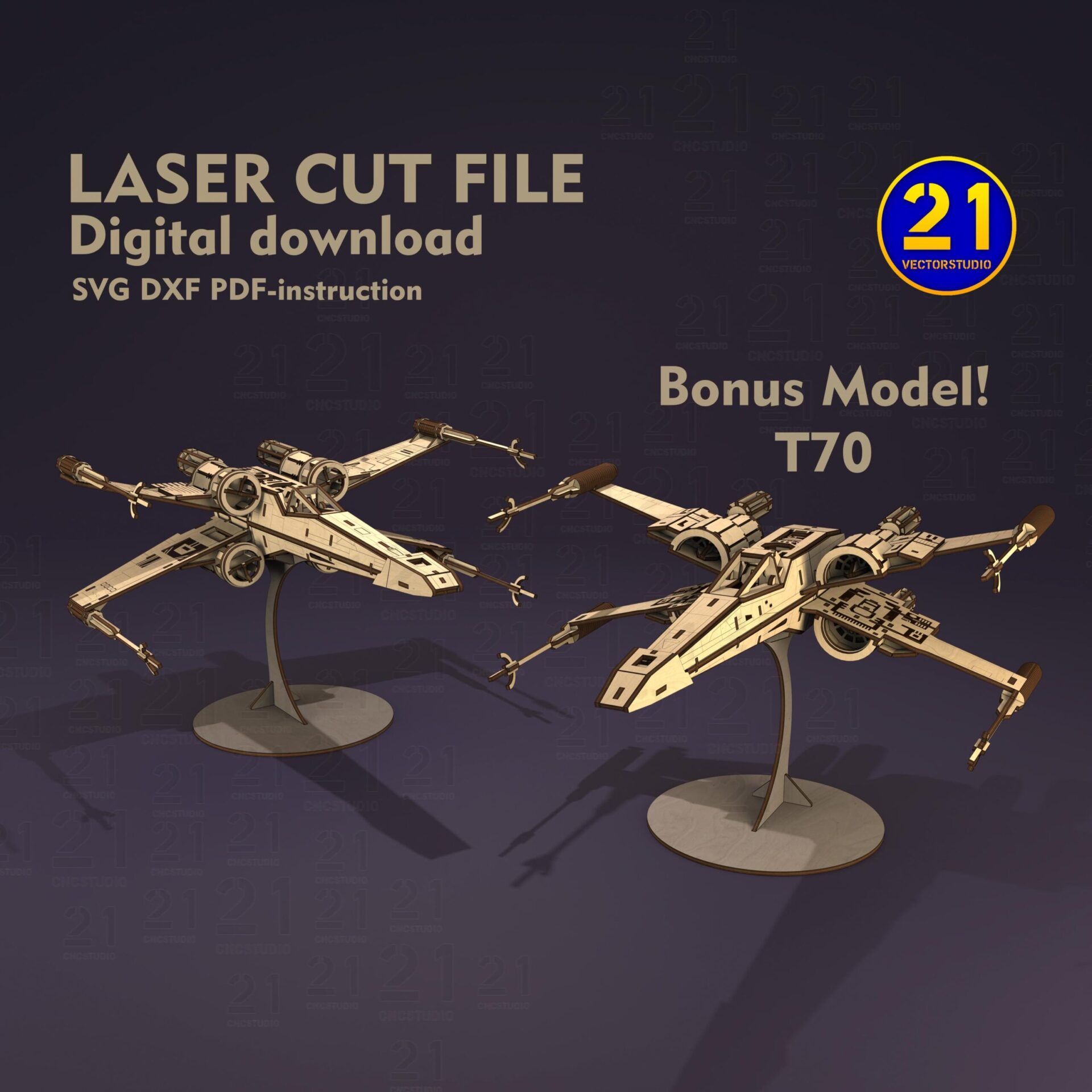 Star Wars X-Wing & Snowspeeder Laser Cut SVG Bundle 3D Model