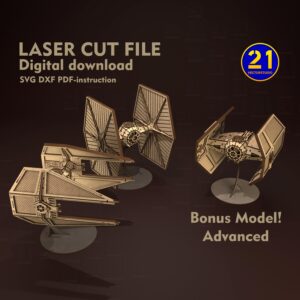 Galaxy Starship 3D Puzzle SVG DXF Laser Cut Files Set