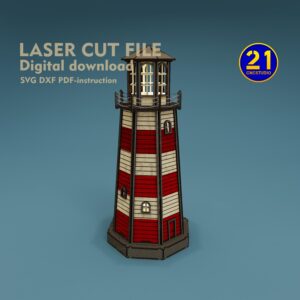 Lighthouse 3D Laser Cut File – SVG DXF for Glowforge & xTool