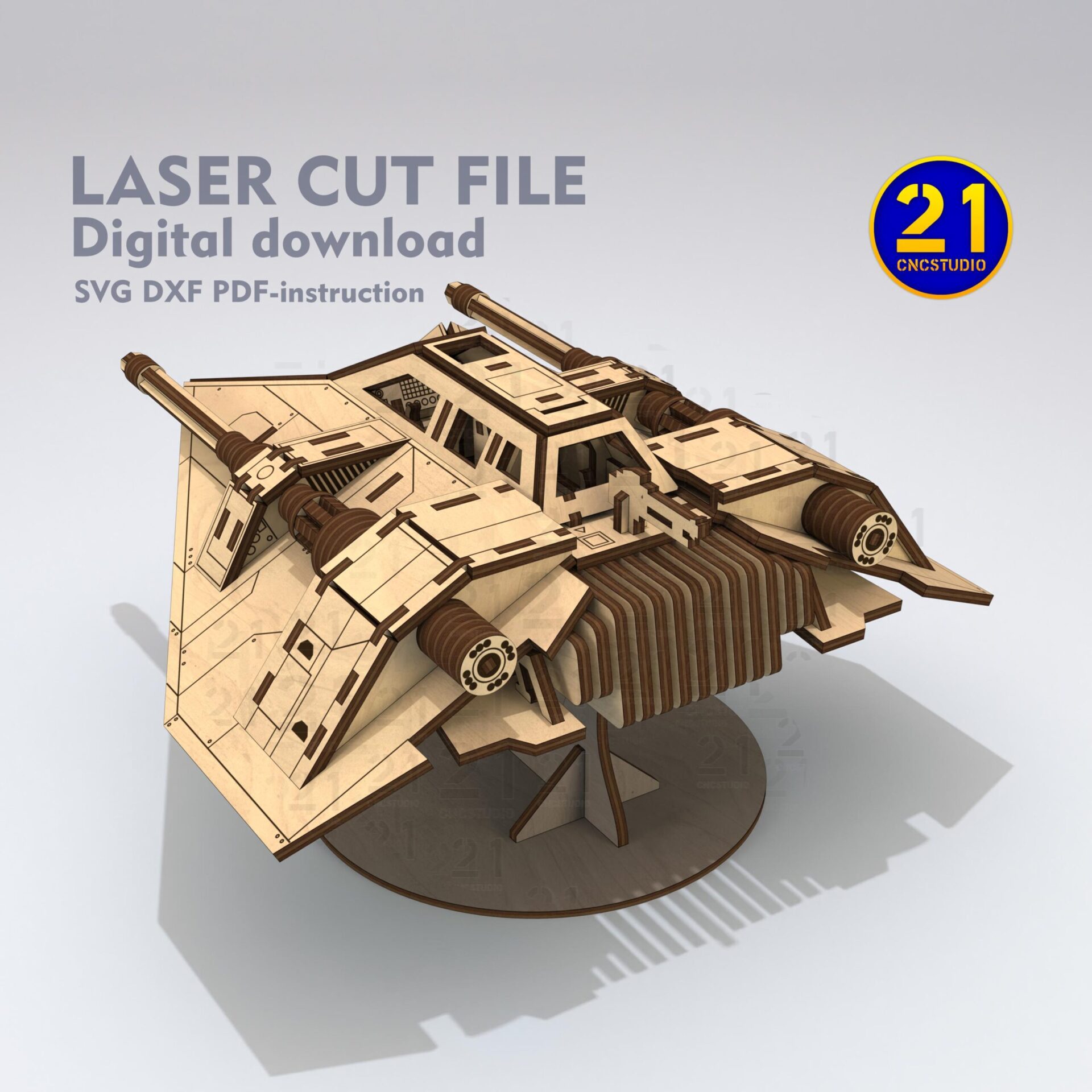 Star Wars Snowspeeder & N1 Laser Cut 3D Model SVG DXF - Image 6