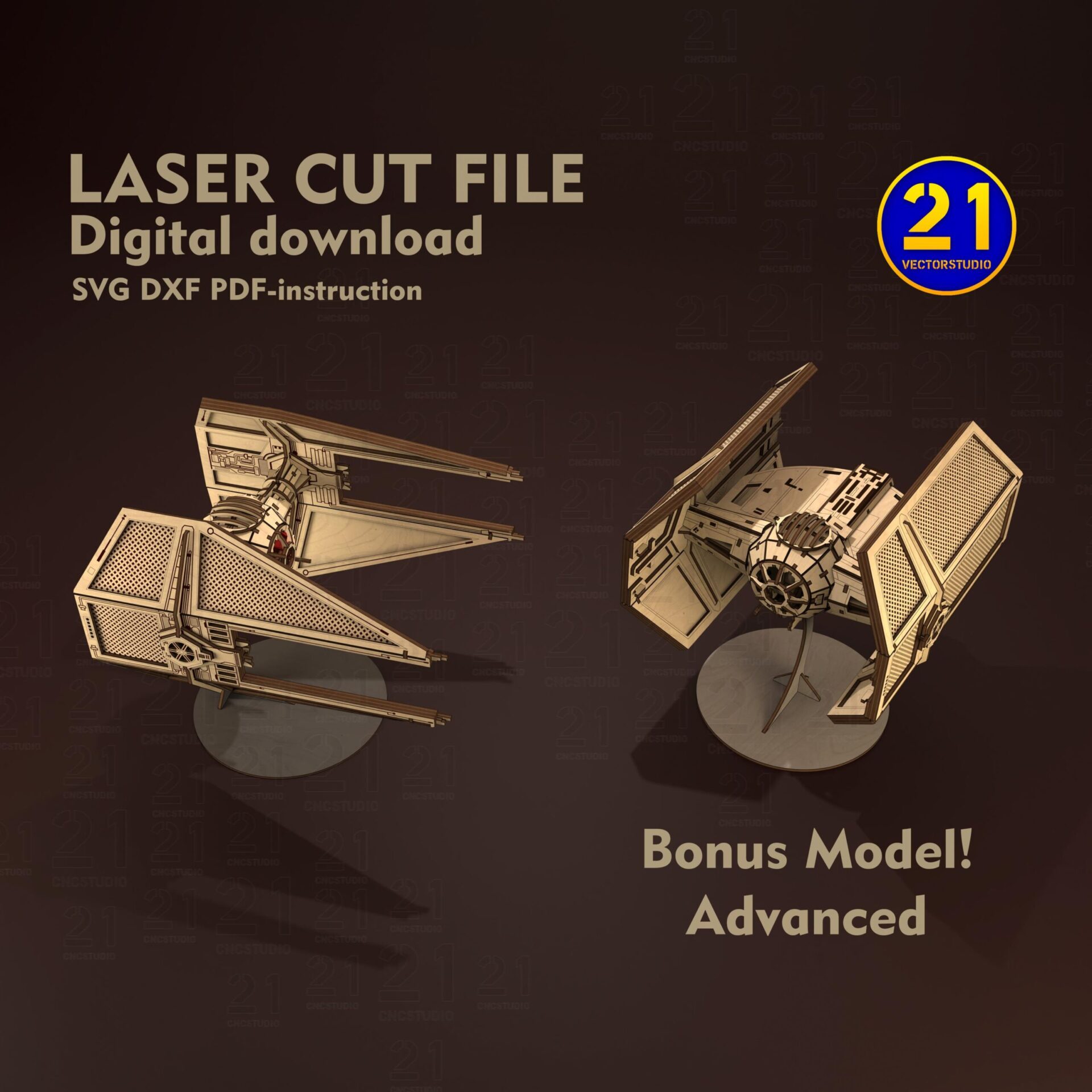 Galaxy Interceptor 3D Laser Cut Starfighter Model SVG DXF - Image 2