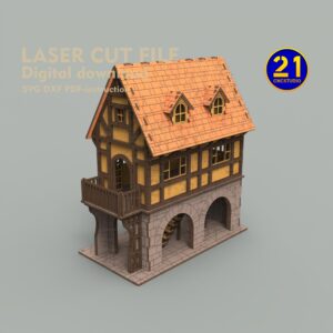 Tudor House Laser Cut File - Medieval Architectural Model